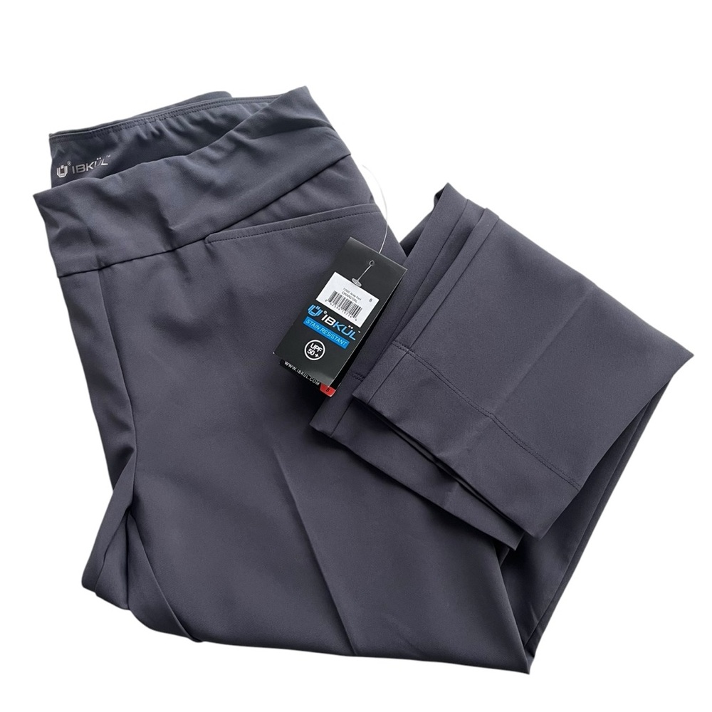 IBKUL Womens 8 Charcoal Gray 4-Way Stretch Stain Resistant Golf Ankle Pant 72000